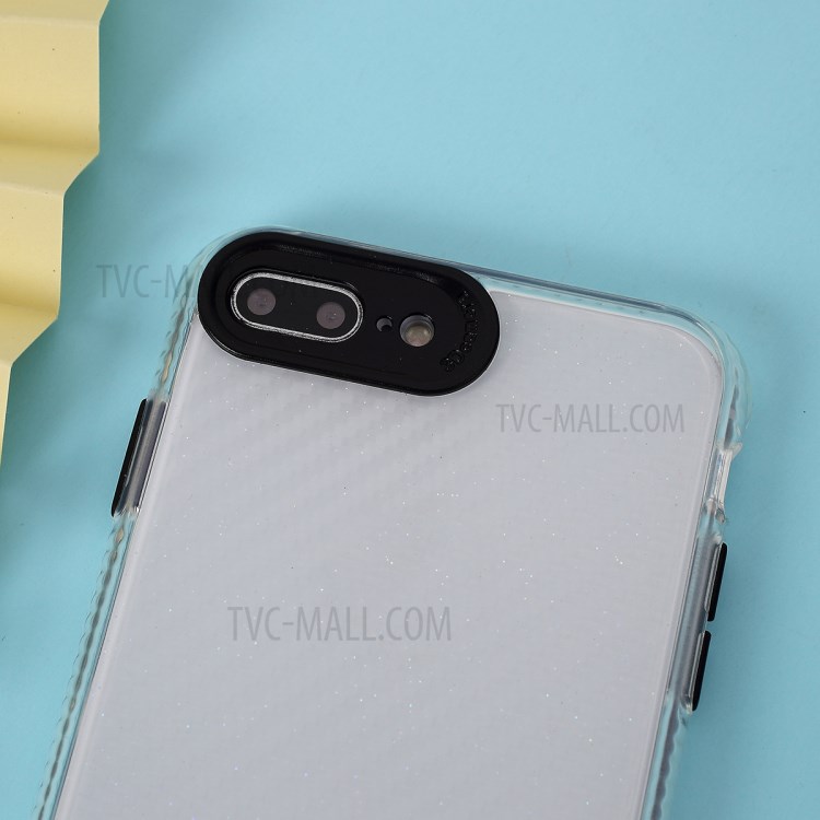 Carbon Fiber Skin Transparent PC+TPU Cover for iPhone 8 Plus/7 Plus 5.5 inch - Black-2