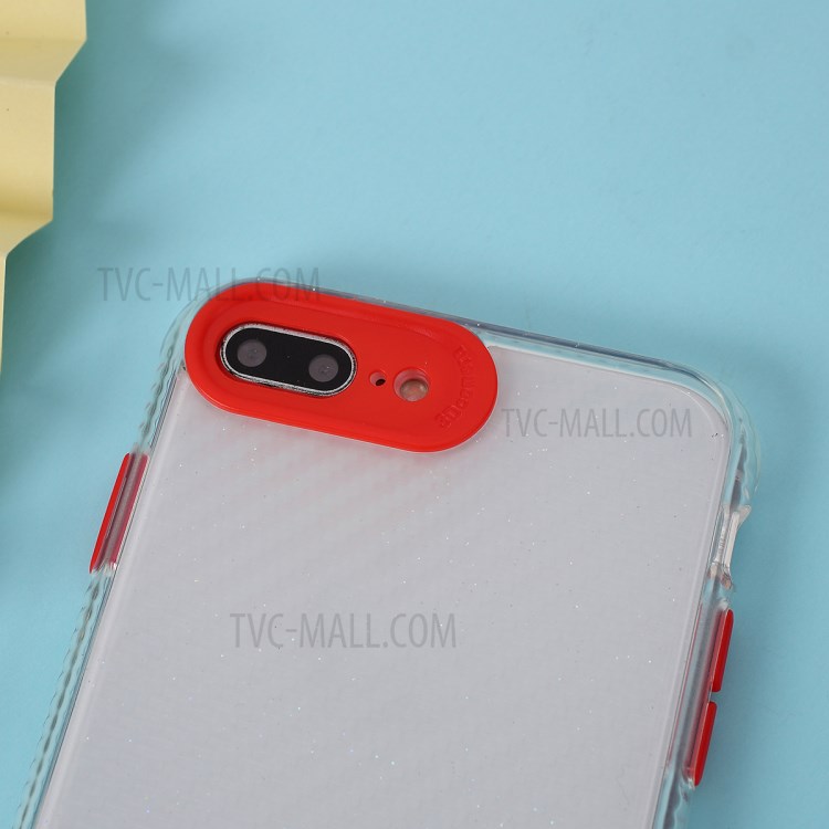 Carbon Fiber Skin Transparent PC+TPU Cover for iPhone 8 Plus/7 Plus 5.5 inch - Red-2