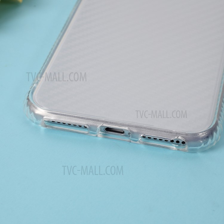 Carbon Fiber Skin Transparent PC+TPU Cover for iPhone 8 Plus/7 Plus 5.5 inch - Red-3