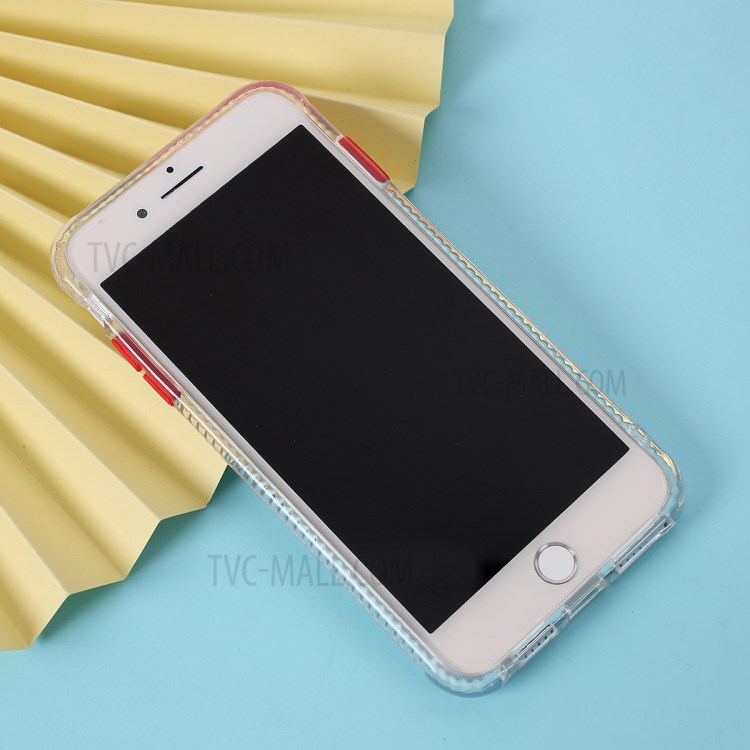 Carbon Fiber Skin Transparent PC+TPU Cover for iPhone 8 Plus/7 Plus 5.5 inch - Red-5