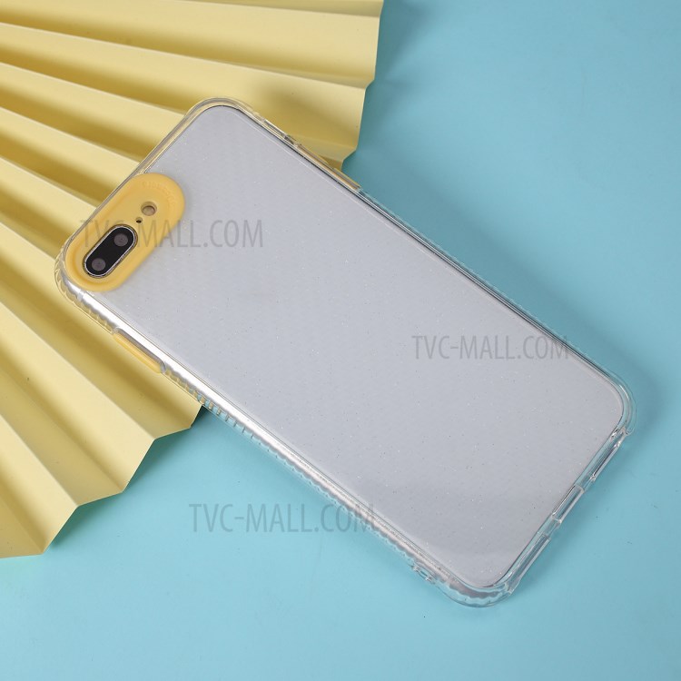 Carbon Fiber Skin Transparent PC+TPU Cover for iPhone 8 Plus/7 Plus 5.5 inch - Yellow-4