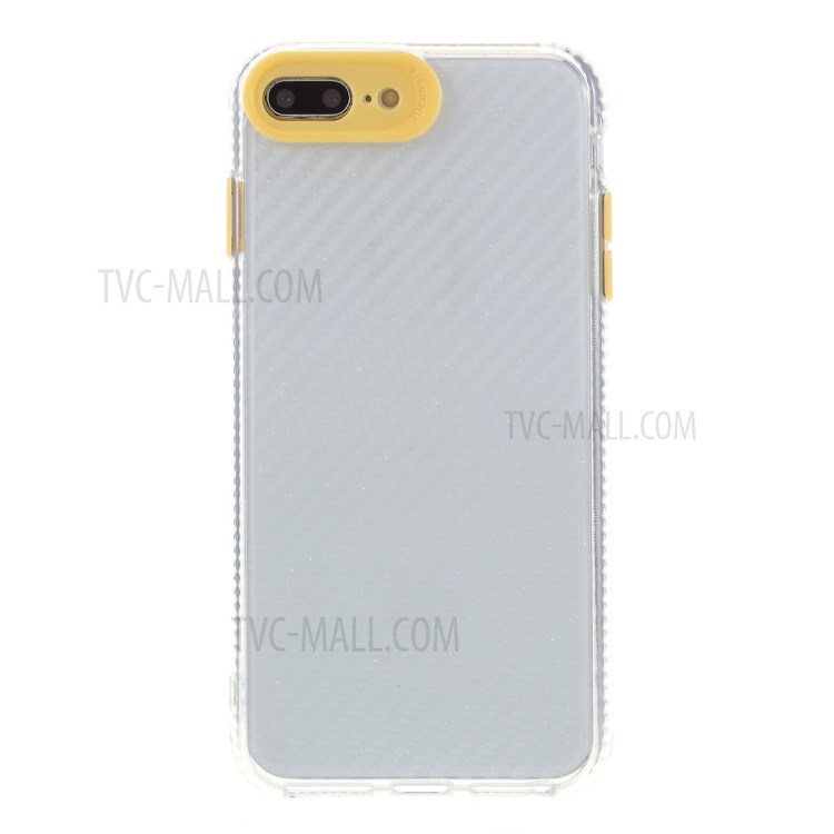 Carbon Fiber Skin Transparent PC+TPU Cover for iPhone 8 Plus/7 Plus 5.5 inch - Yellow-6