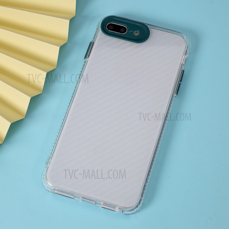Carbon Fiber Skin Transparent PC+TPU Cover for iPhone 8 Plus/7 Plus 5.5 inch - Green-1
