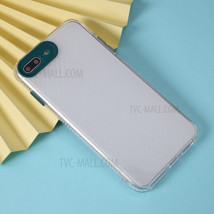 Carbon Fiber Skin Transparent PC+TPU Cover for iPhone 8 Plus/7 Plus 5.5 inch - Green-4