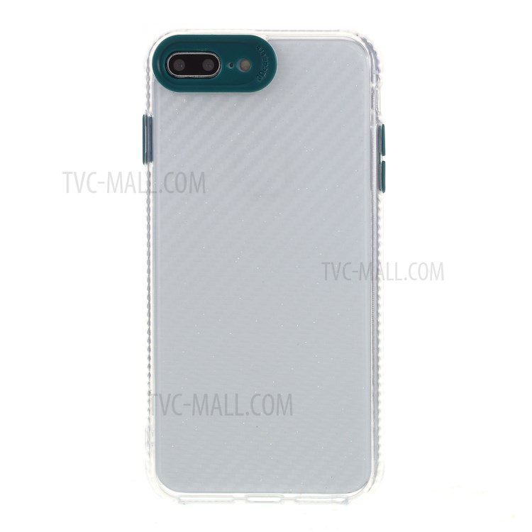 Carbon Fiber Skin Transparent PC+TPU Cover for iPhone 8 Plus/7 Plus 5.5 inch - Green-6