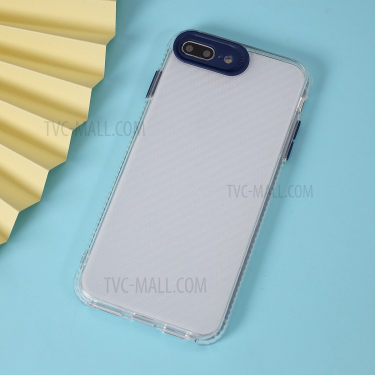 Carbon Fiber Skin Transparent PC+TPU Cover for iPhone 8 Plus/7 Plus 5.5 inch - Blue-1