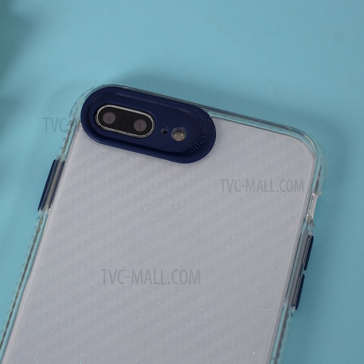 Carbon Fiber Skin Transparent PC+TPU Cover for iPhone 8 Plus/7 Plus 5.5 inch - Blue-2