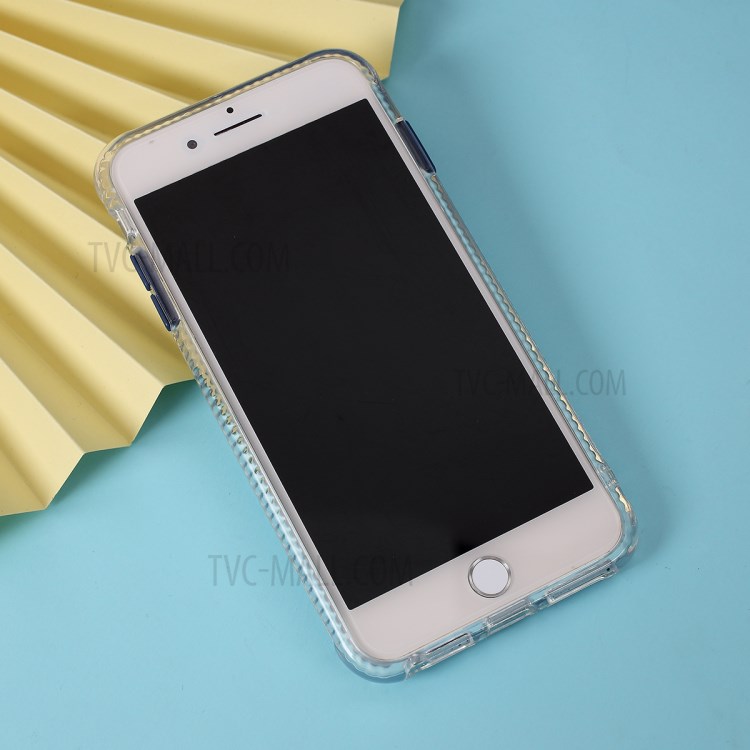 Carbon Fiber Skin Transparent PC+TPU Cover for iPhone 8 Plus/7 Plus 5.5 inch - Blue-5