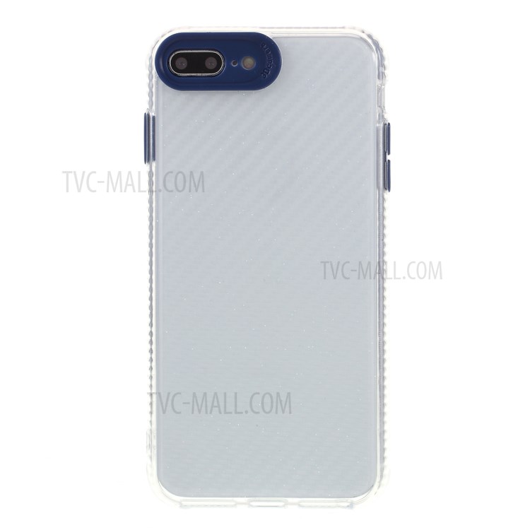 Carbon Fiber Skin Transparent PC+TPU Cover for iPhone 8 Plus/7 Plus 5.5 inch - Blue-6