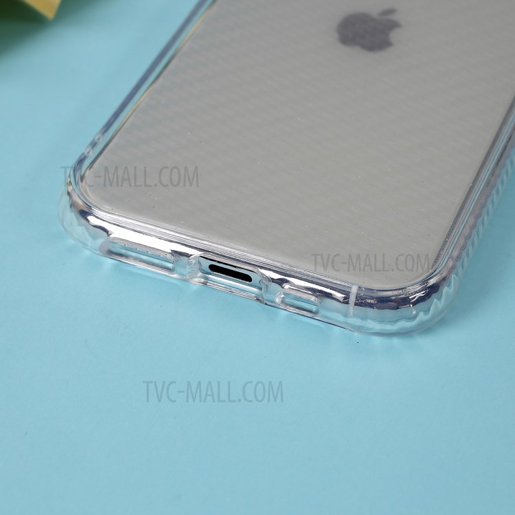Carbon Fiber Texture Transparent PC+TPU Phone Cover for iPhone 11 Pro Max 6.5-inch - Green-5