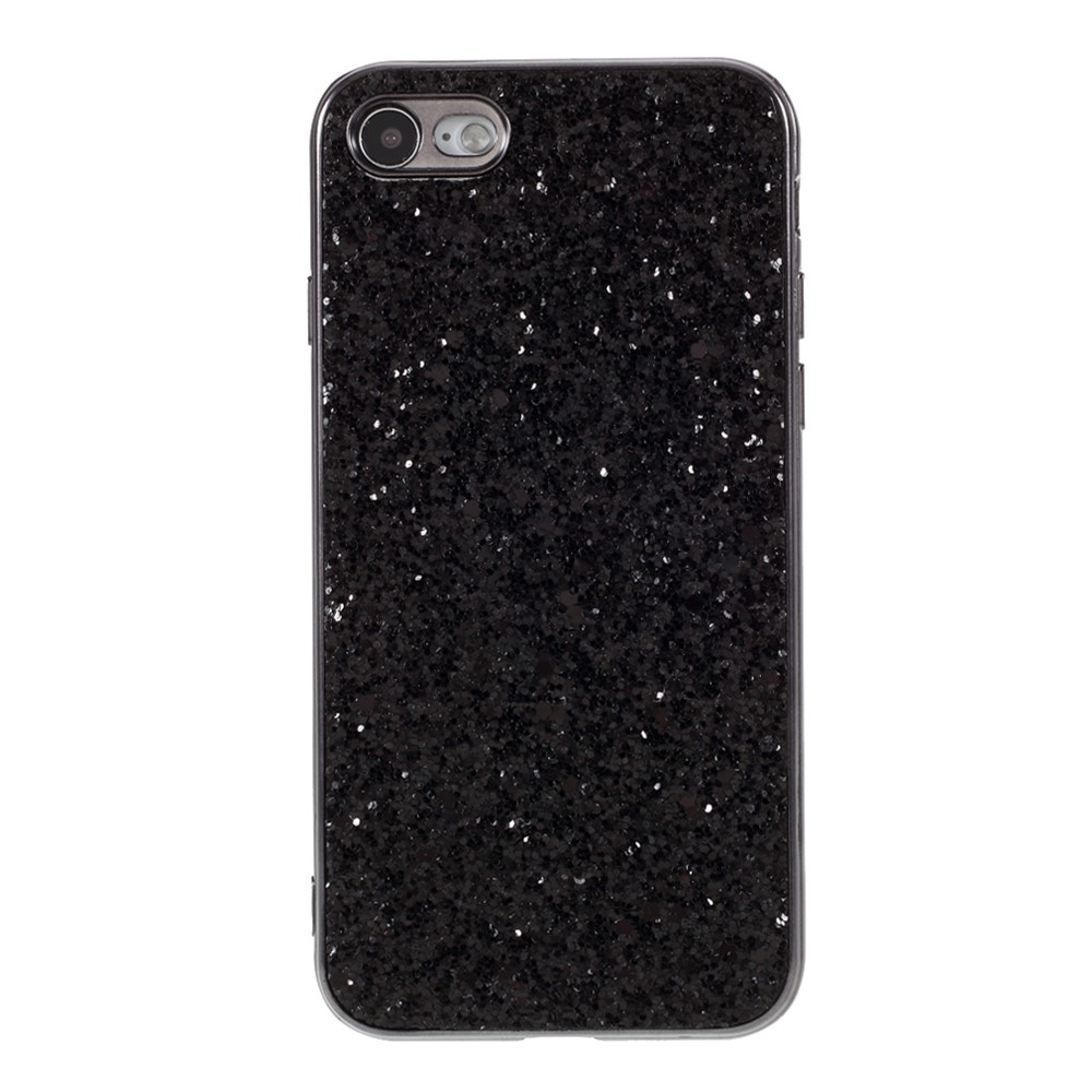 Glittering Sequins Electroplating TPU PC Cover for iPhone SE (2nd Generation)/8/7 - Black-1