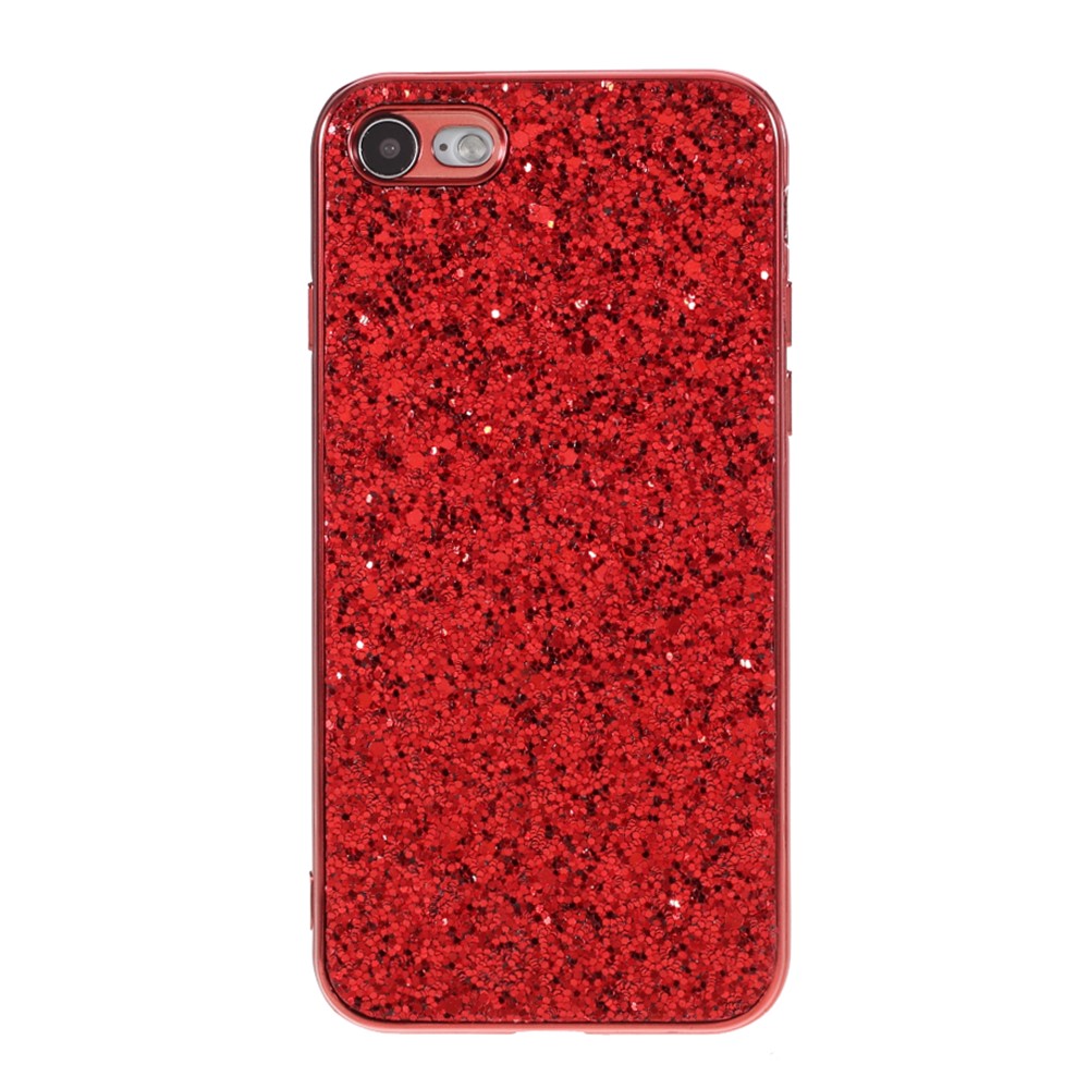 Glittering Sequins Electroplating TPU PC Cover for iPhone SE (2nd Generation)/8/7 - Red-1