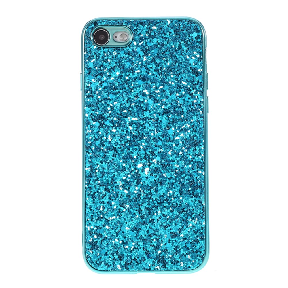 Glittering Sequins Electroplating TPU PC Cover for iPhone SE (2nd Generation)/8/7 - Blue-1