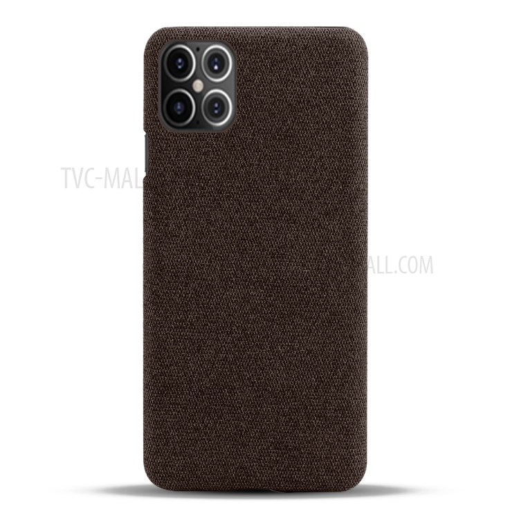 Cloth Texture PC Phone Cover Hard Case for iPhone 12 Pro Max 6.7 inch - Coffee-3