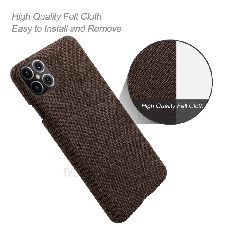 Cloth Texture PC Phone Cover Hard Case for iPhone 12 Pro Max 6.7 inch - Coffee-4