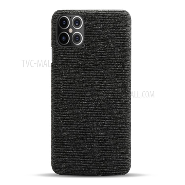 Cloth Texture PC Phone Cover Hard Case for iPhone 12 Pro Max 6.7 inch - Black-3
