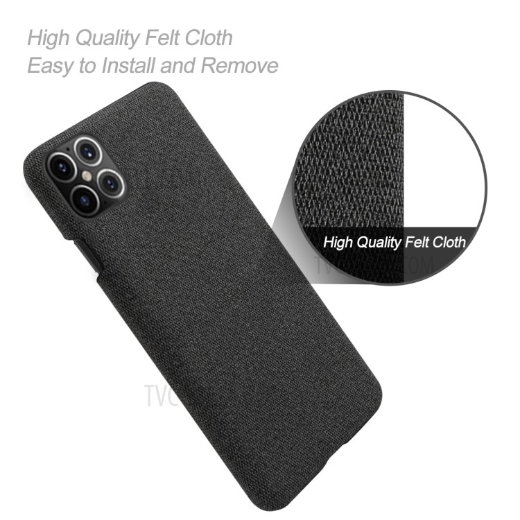 Cloth Texture PC Phone Cover Hard Case for iPhone 12 Pro Max 6.7 inch - Black-4