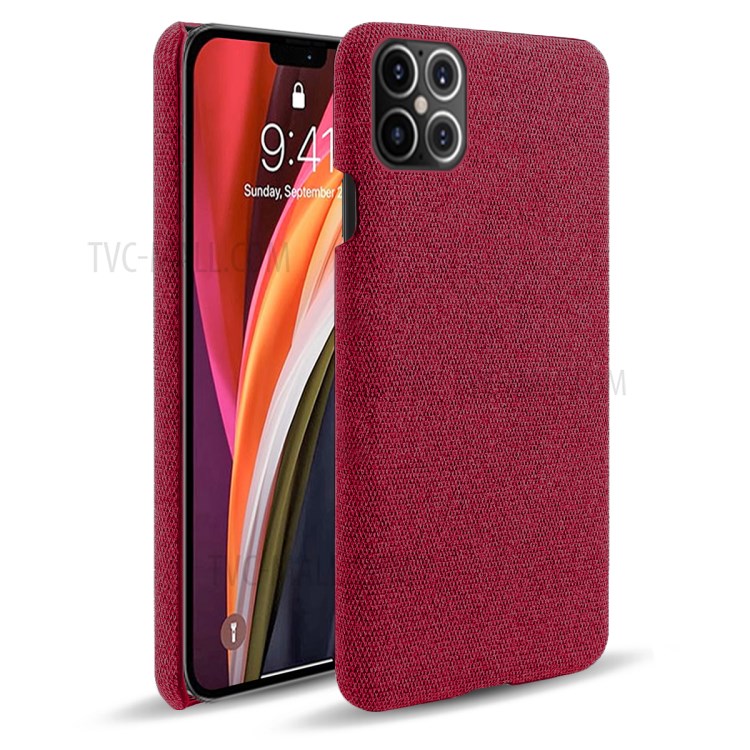 Tuchbeschaffenheit PC Telefonabdeckung Harter Fall Für Iphone 12 Pro Max 6.7 Zoll - Rot-1