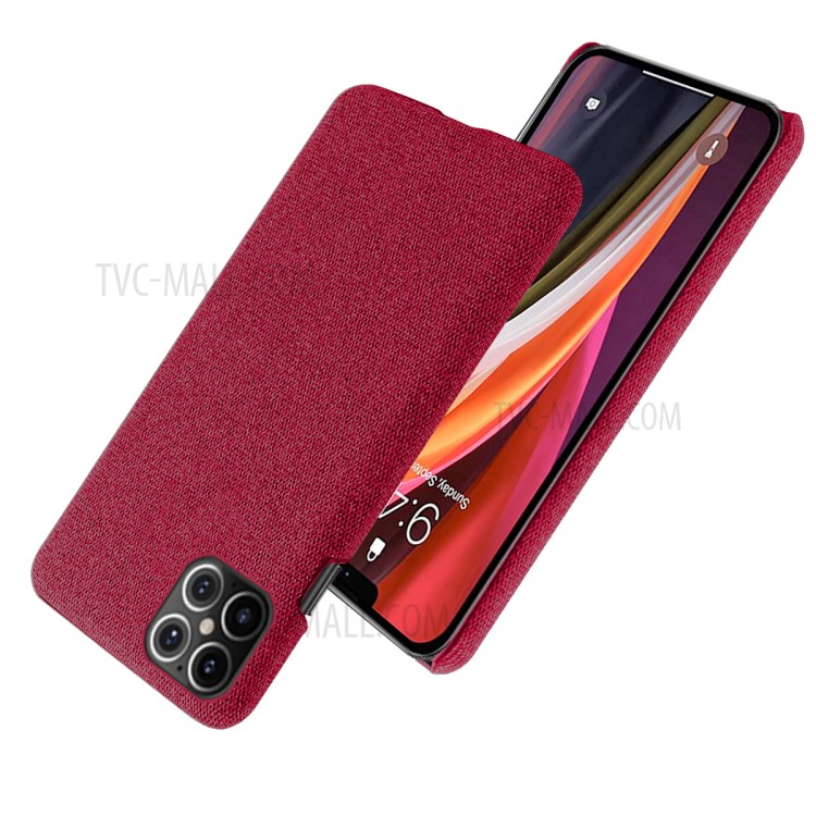 Tuchbeschaffenheit PC Telefonabdeckung Harter Fall Für Iphone 12 Pro Max 6.7 Zoll - Rot-2