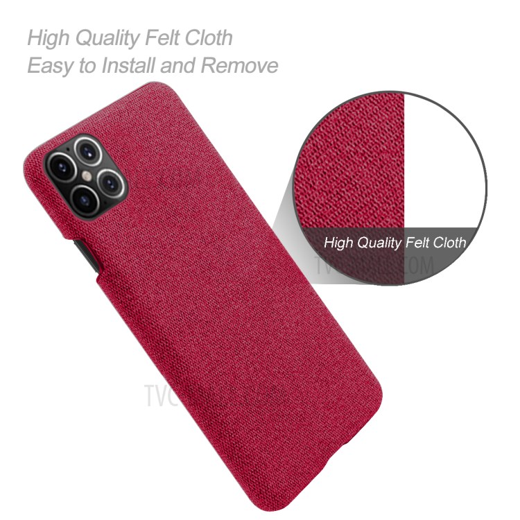 Tuchbeschaffenheit PC Telefonabdeckung Harter Fall Für Iphone 12 Pro Max 6.7 Zoll - Rot-4