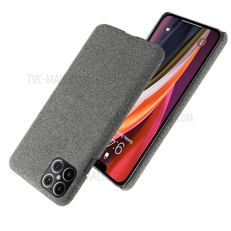 Cloth Texture PC Phone Cover Hard Case for iPhone 12 Pro Max 6.7 inch - Dark Grey-2