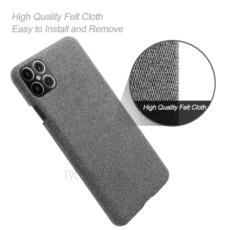Cloth Texture PC Phone Cover Hard Case for iPhone 12 Pro Max 6.7 inch - Dark Grey-4