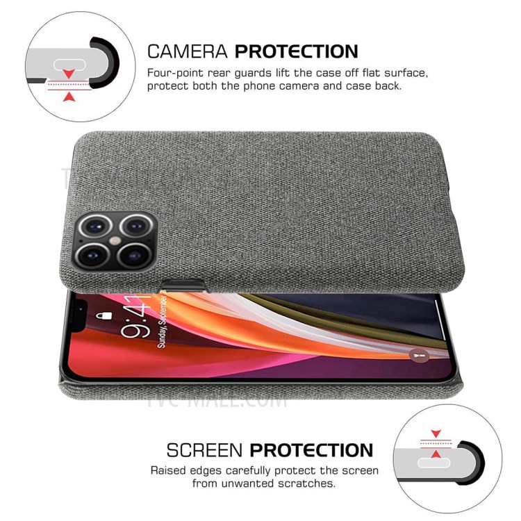 Cloth Texture PC Phone Cover Hard Case for iPhone 12 Pro Max 6.7 inch - Dark Grey-5