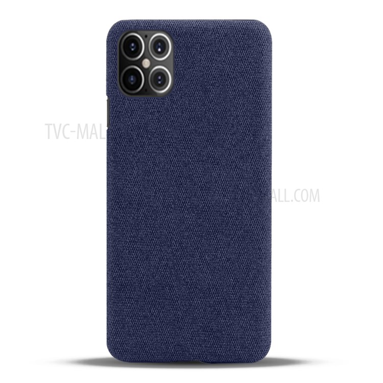 Cloth Texture PC Phone Cover Hard Case for iPhone 12 Pro Max 6.7 inch - Dark Blue-3