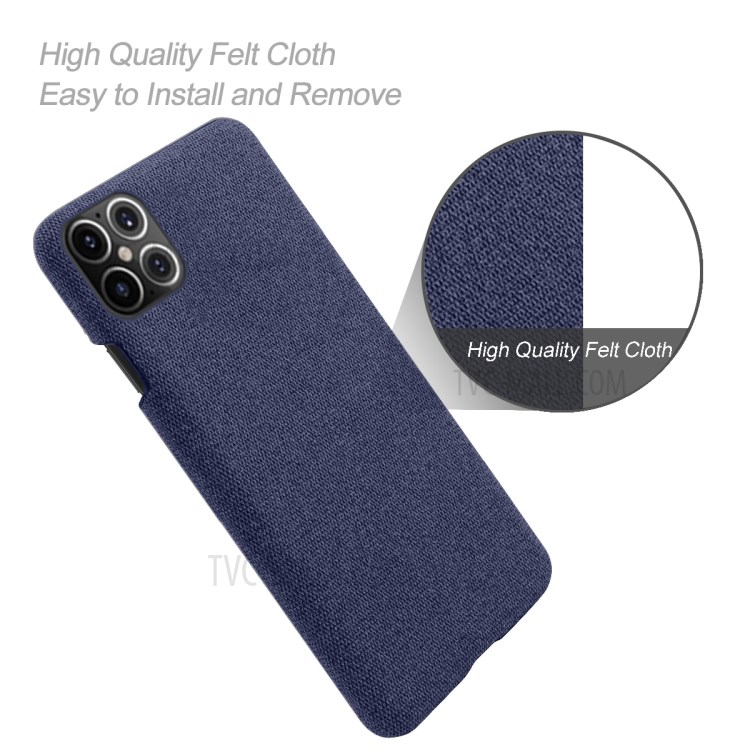 Cloth Texture PC Phone Cover Hard Case for iPhone 12 Pro Max 6.7 inch - Dark Blue-4
