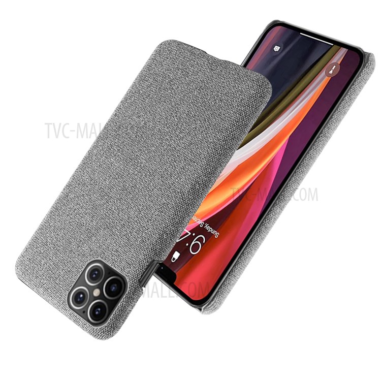 Cloth Texture PC Phone Cover Hard Case for iPhone 12 Pro Max 6.7 inch - Light Grey-2