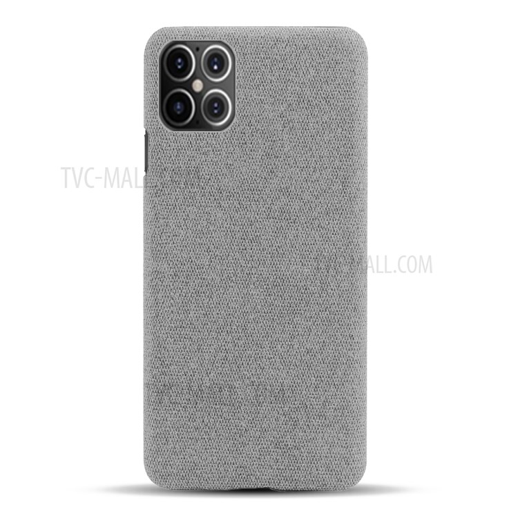 Cloth Texture PC Phone Cover Hard Case for iPhone 12 Pro Max 6.7 inch - Light Grey-3