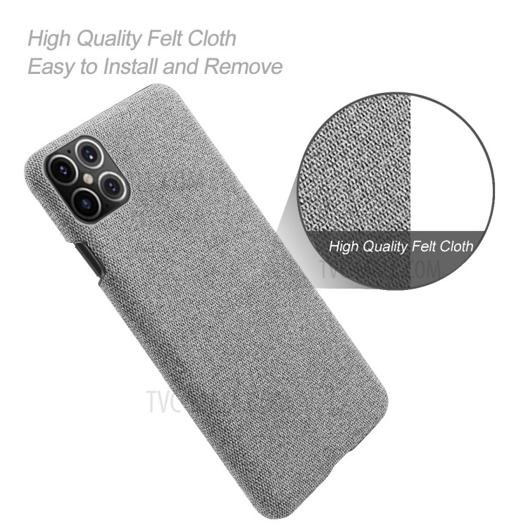 Cloth Texture PC Phone Cover Hard Case for iPhone 12 Pro Max 6.7 inch - Light Grey-4