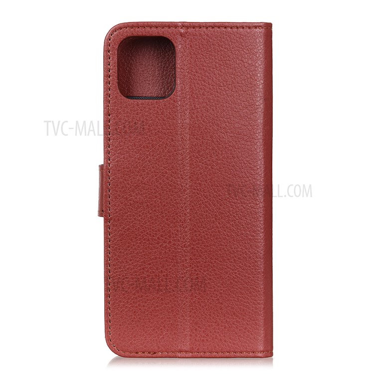Litchi Texture Leather Phone Case Magnetic for iPhone 12 5.4 inch - Brown-2