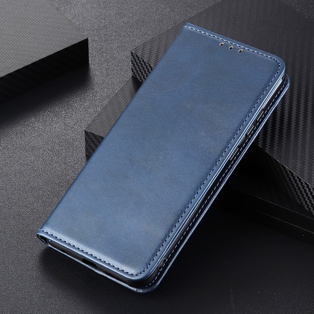 Auto-absorbed with Wallet Split Leather Stand Phone Case for iPhone 12 5.4 inch - Blue-9