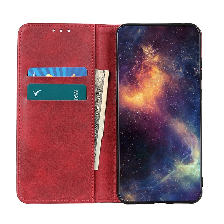 Auto-absorbed with Wallet Split Leather Stand Phone Case for iPhone 12 5.4 inch - Red-3