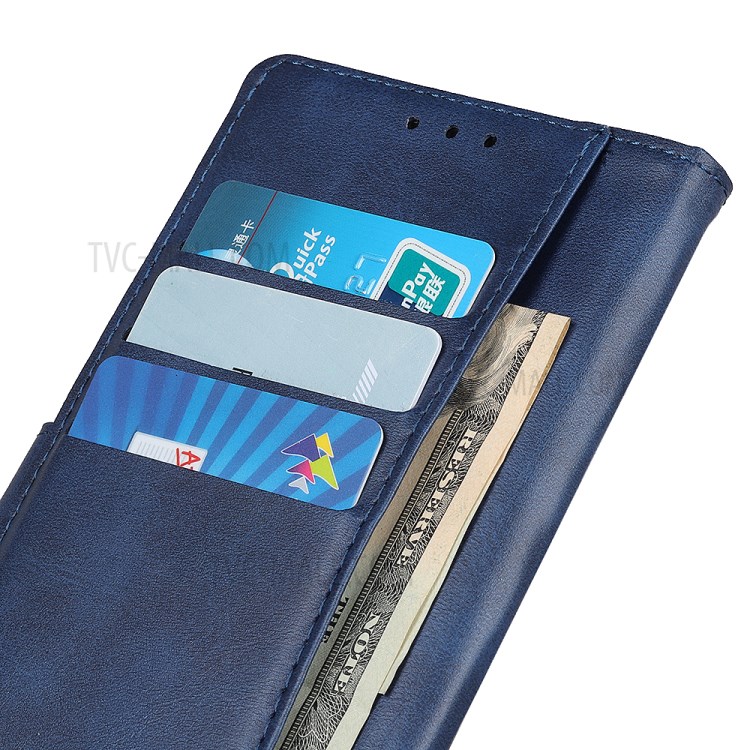 Matte PU Leather Wallet Stand Flip Cover for iPhone 12 mini - Blue-11