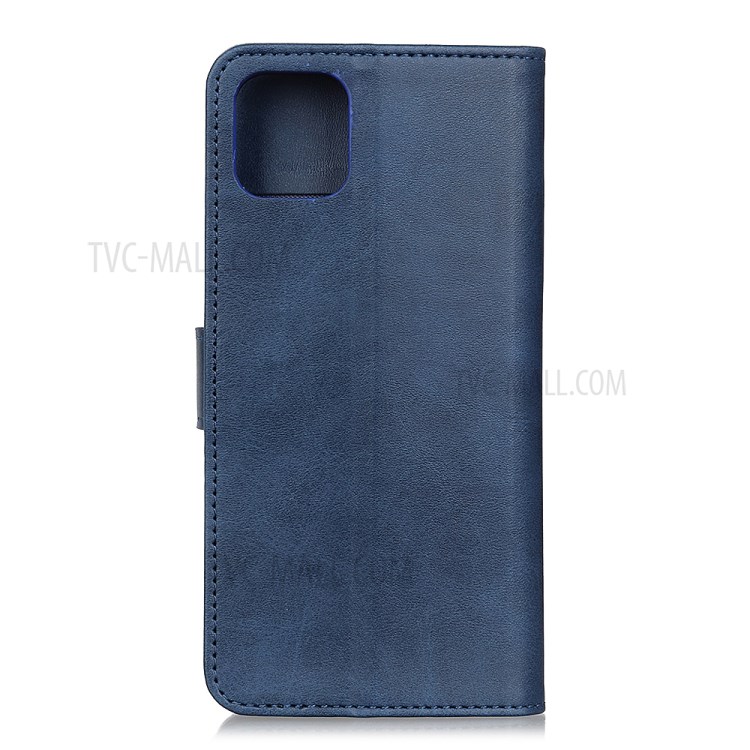 Matte PU Leder Brieftasche Ständer Flip Cover Für Iphone 12 Mini - Blau-3