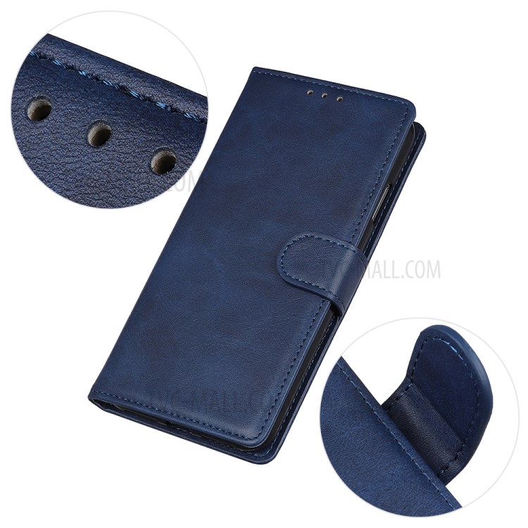 Matte PU Leather Wallet Stand Flip Cover for iPhone 12 mini - Blue-5