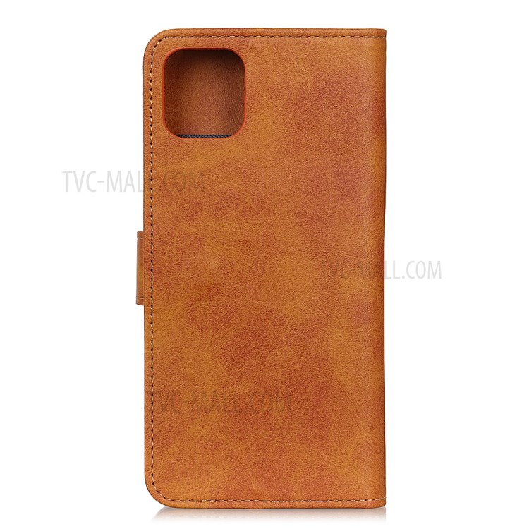 Matte PU Leather Wallet Stand Flip Cover for iPhone 12 5.4 inch - Brown-3