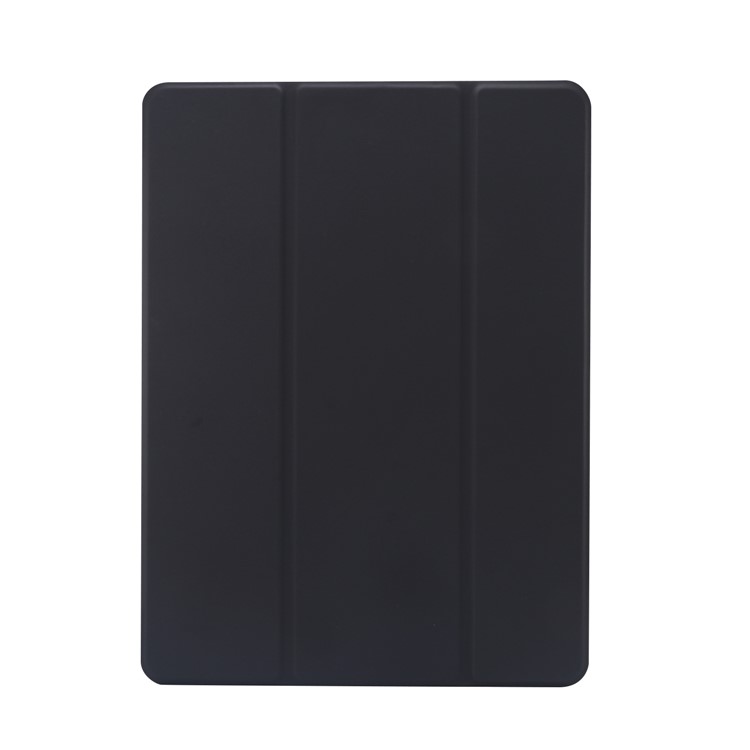 Skin Feel Tri-fold Stand Shockproof Leather Smart Case with Pen Slot for iPad 10.2 (2019) - Black-1