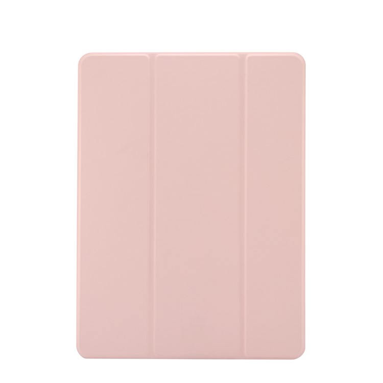 Skin Feel Tri-fold Stand Shockproof Leather Smart Case with Pen Slot for iPad 10.2 (2019) - Pink-1