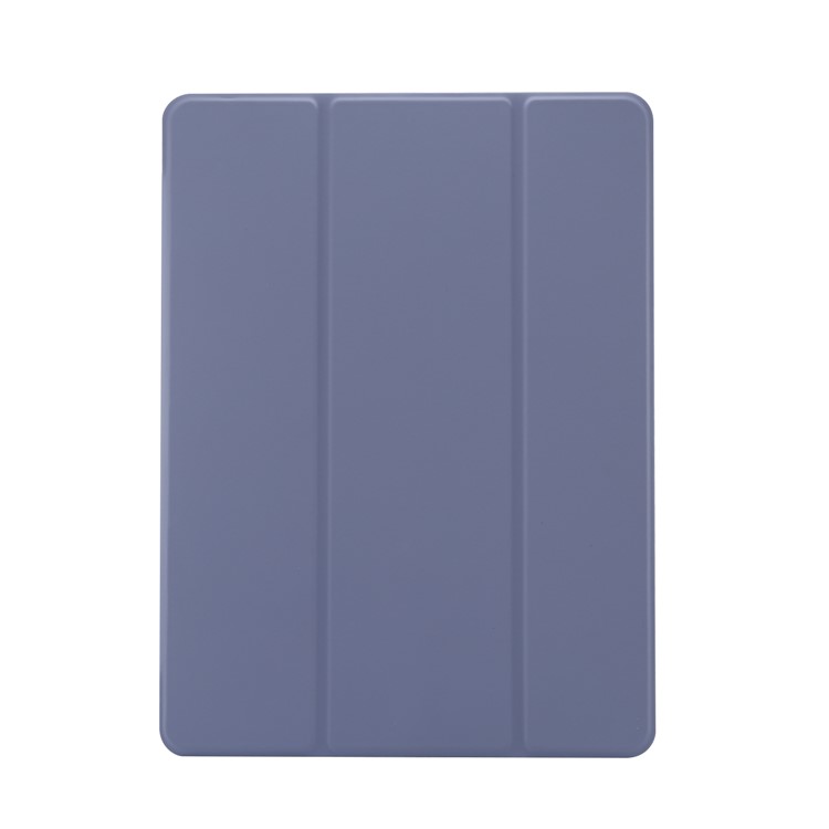 Skin Feel Tri-fold Stand Shockproof Leather Smart Case with Pen Slot for iPad 10.2 (2019) - Purple-1
