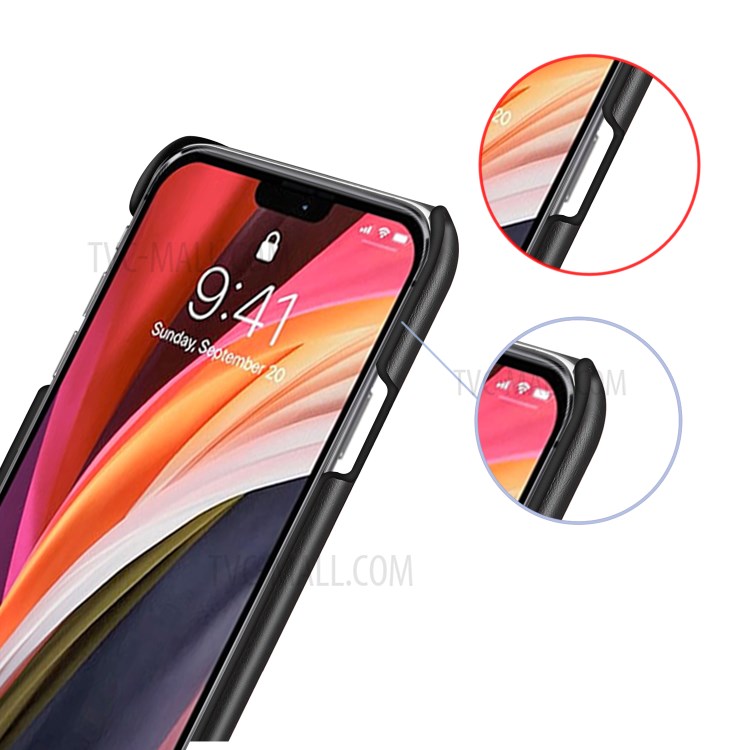 KSQ Dual-color Splicing Cool PU Leather Coated PC Shell for iPhone 12 Pro Max 6.7 inch - Black / Dark Brown-4