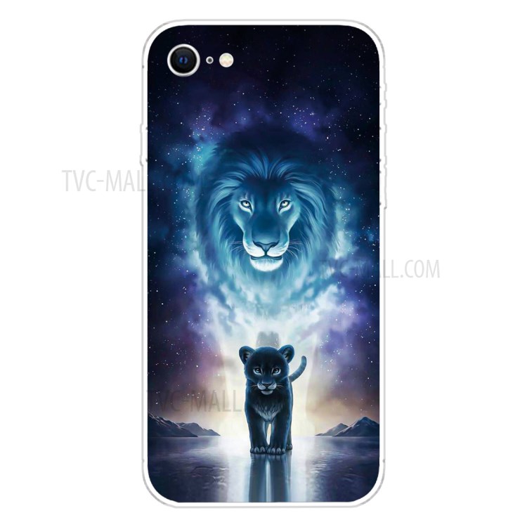 Pattern Printing Soft TPU Cover for iPhone SE (2nd Generation)/8/7 - Lion-1