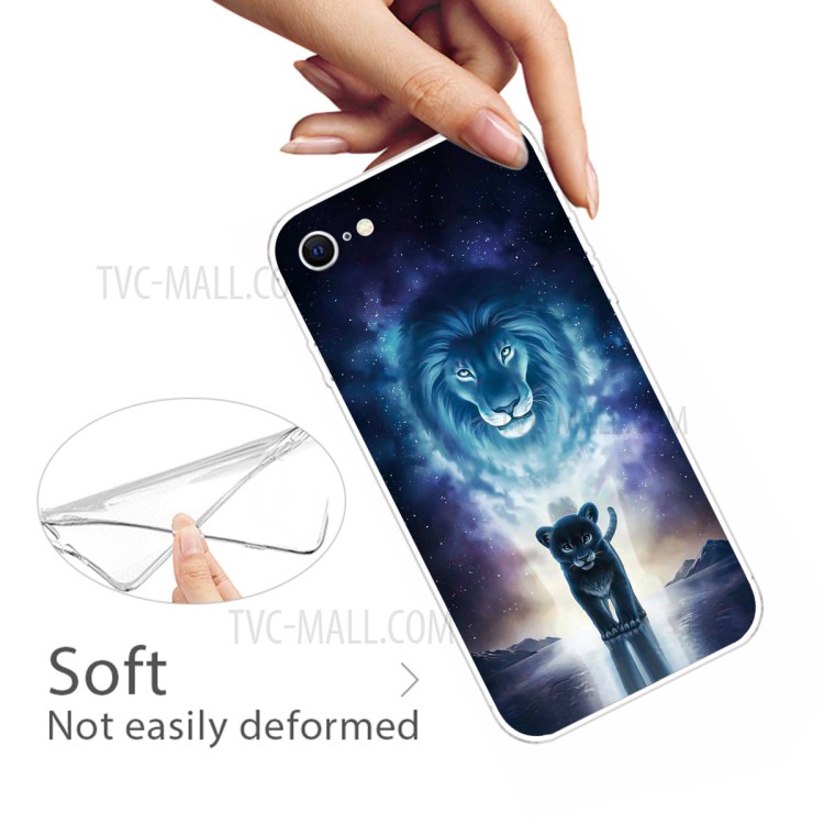 Pattern Printing Soft TPU Cover for iPhone SE (2nd Generation)/8/7 - Lion-4