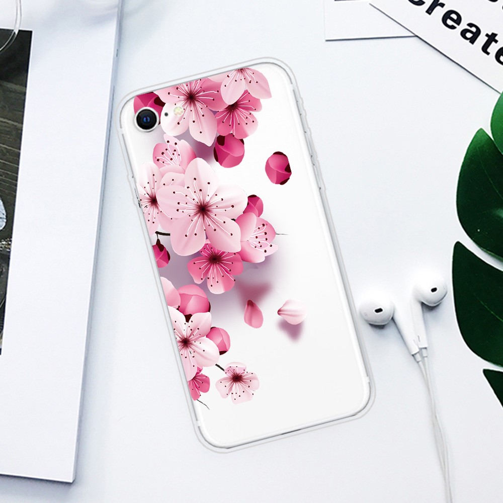 Pattern Printing Soft TPU Cover for iPhone SE (2nd Generation)/8/7 - Sakura-2