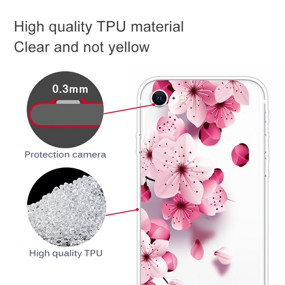Pattern Printing Soft TPU Cover for iPhone SE (2nd Generation)/8/7 - Sakura-3