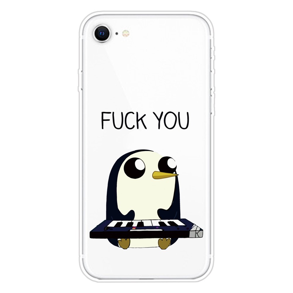 Pattern Printing Soft TPU Cover for iPhone SE (2nd Generation)/8/7 - Penguin with Piano-1
