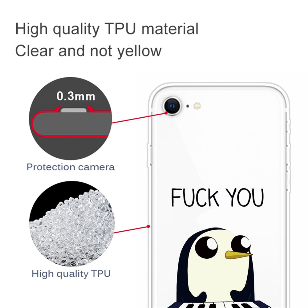 Pattern Printing Soft TPU Cover for iPhone SE (2nd Generation)/8/7 - Penguin with Piano-3