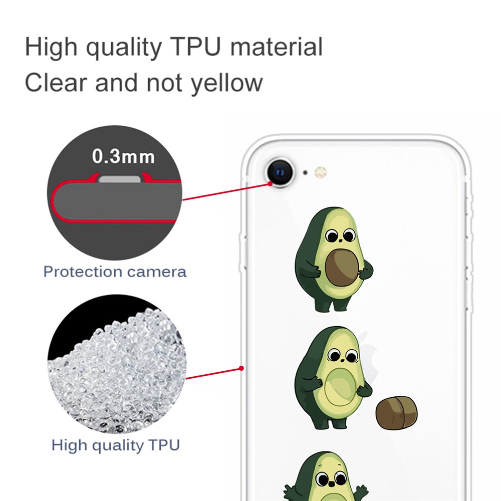 Pattern Printing Soft TPU Cover for iPhone SE (2nd Generation)/8/7 - Avocado-3